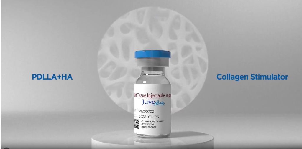 displaying bottle of Juvelook collagen stimulator skin booster biostimulator