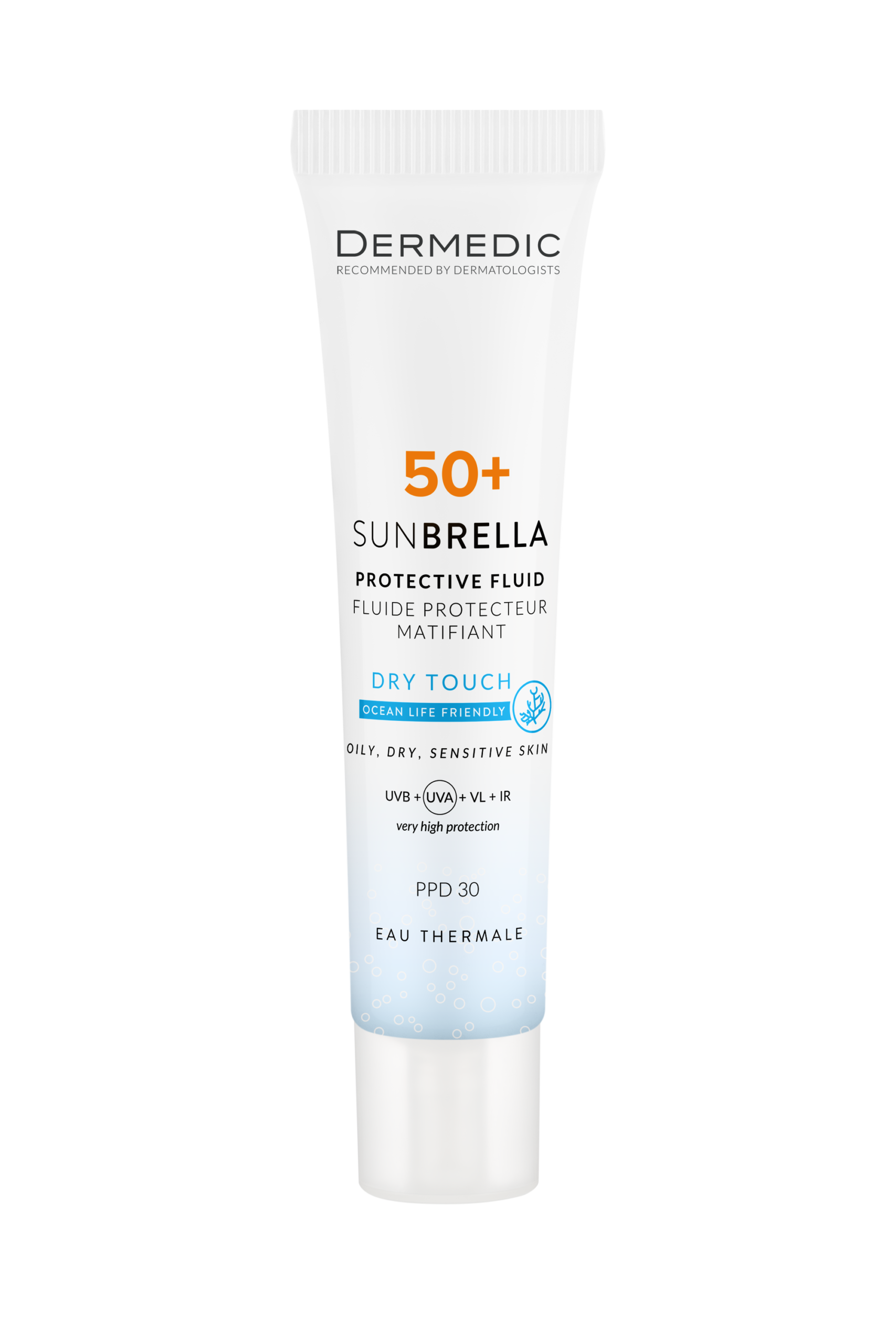 DERMEDIC SUNBRELLA fluid dry touch_spf50+ dry, matte finish
